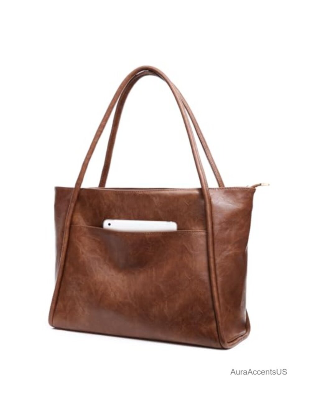 Vegan Leather Tote Bag for Women Large Purse Work Handbag Zipper Closure